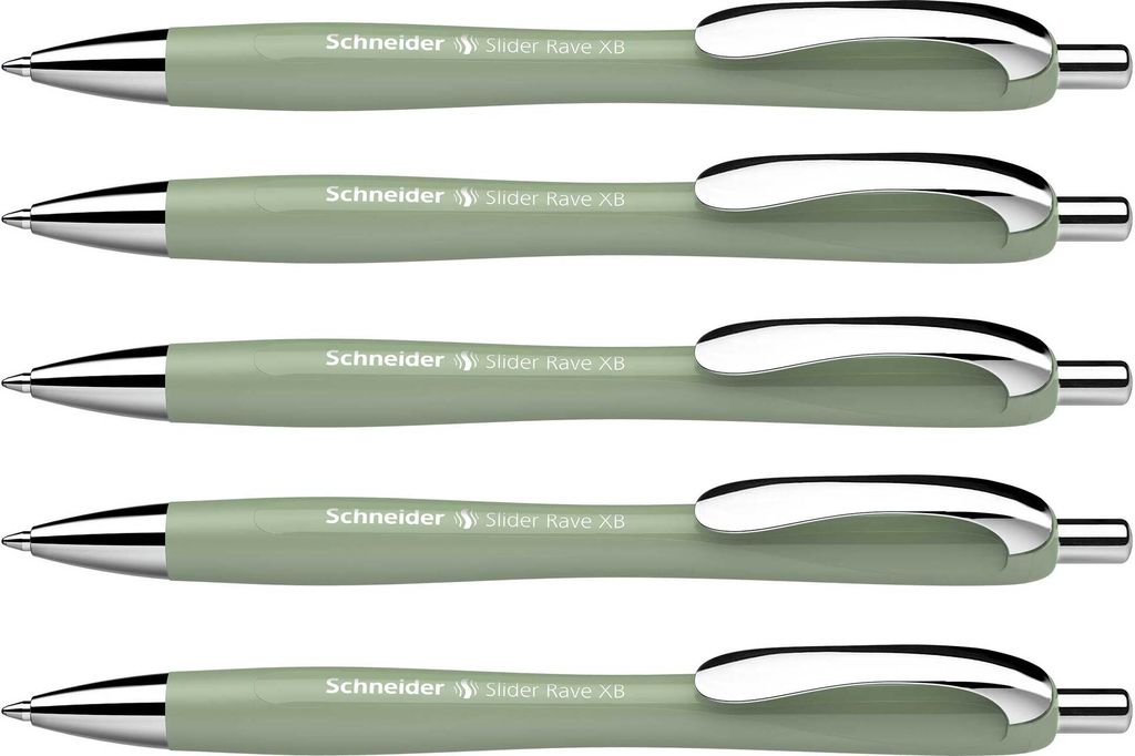 Kugelschreiber Schneider Slider Rave XB, organic green - Mine blau, 5 Stück