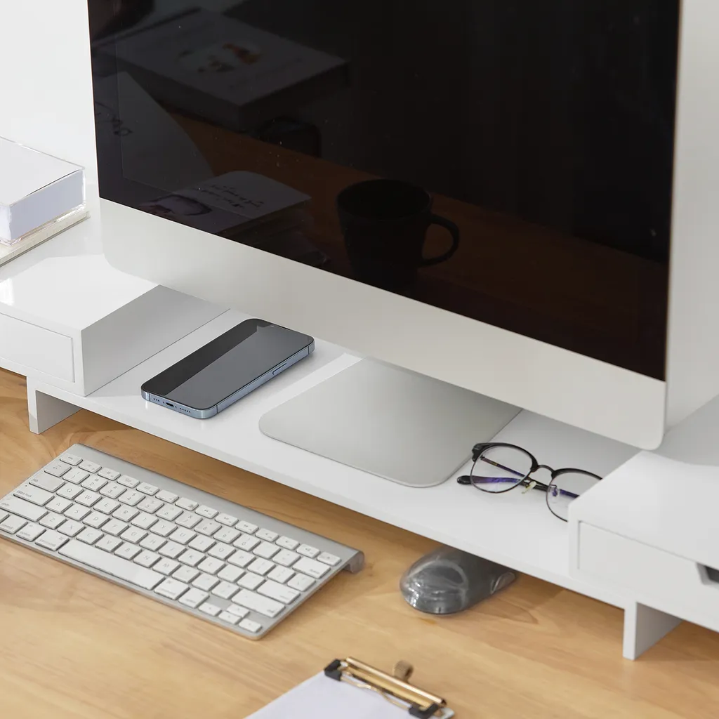 Réhausseur de Bureau Design pour Double Écran et Rangement de Matériel - 6