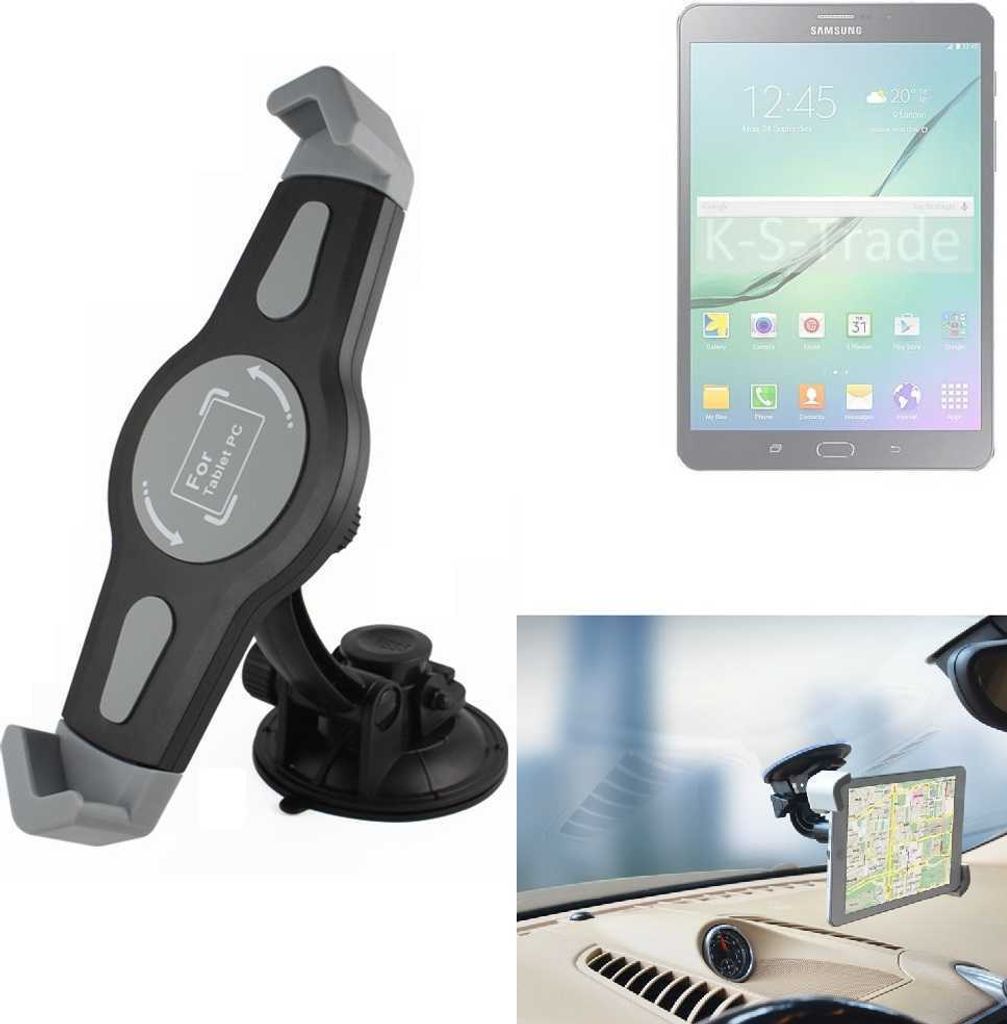 K-S-Trade Scheiben-Halterung für Tablets kompatibel mit Samsung Galaxy Tab S2 8 LTE KFZ Tablet Saugnapf Auto Halterung Windschutzscheibe Holder