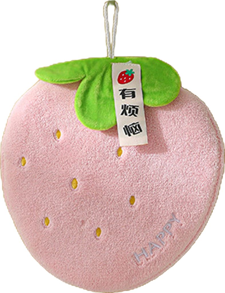 Korallensamt-Handtuch, weich, saugfähig, Cartoon-Obst-Design, mit Seil zum Aufhängen, schnelltrocknend, für den Haushalt, Lazy Hand Wipes