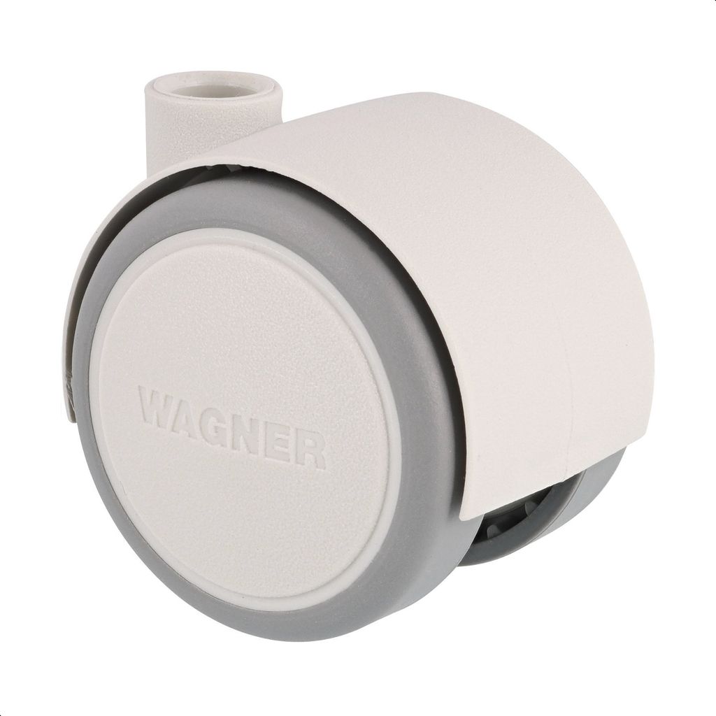 WAGNER Design Möbelrolle / Doppelrolle SOFT - Durchmesser Ø 40 mm, papyrusweiß / grau, Tragkraft 35 kg - 01670401