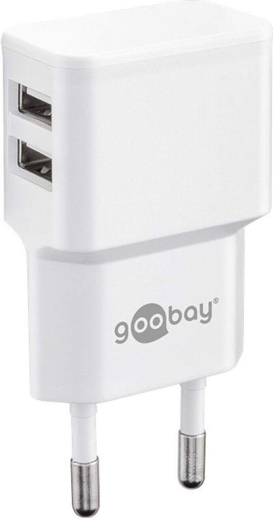 Dual USB-Ladegerät 2,4 A (12W Output) weiß kompaktes Produktbild 
