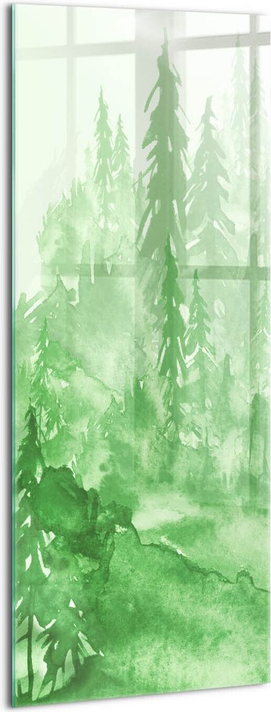 Designer Glasbild - Wandbild - Glas Bild - 50x125 cm - Gemalte Natur, Grüner Wald