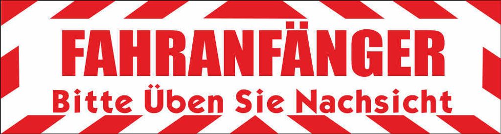 INDIGOS UG - Magnetschild "Fahranfänger. Bitte üben Sie Nachsicht " mit Rahmen 45 x 12 cm - Magnetfolie für Auto / LKW / Truck / Baustelle / Firma