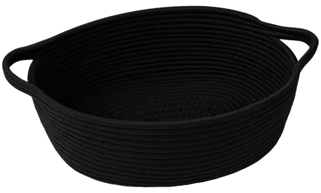 Panier en corde de coton noir avec anses et kit cadeau transparent