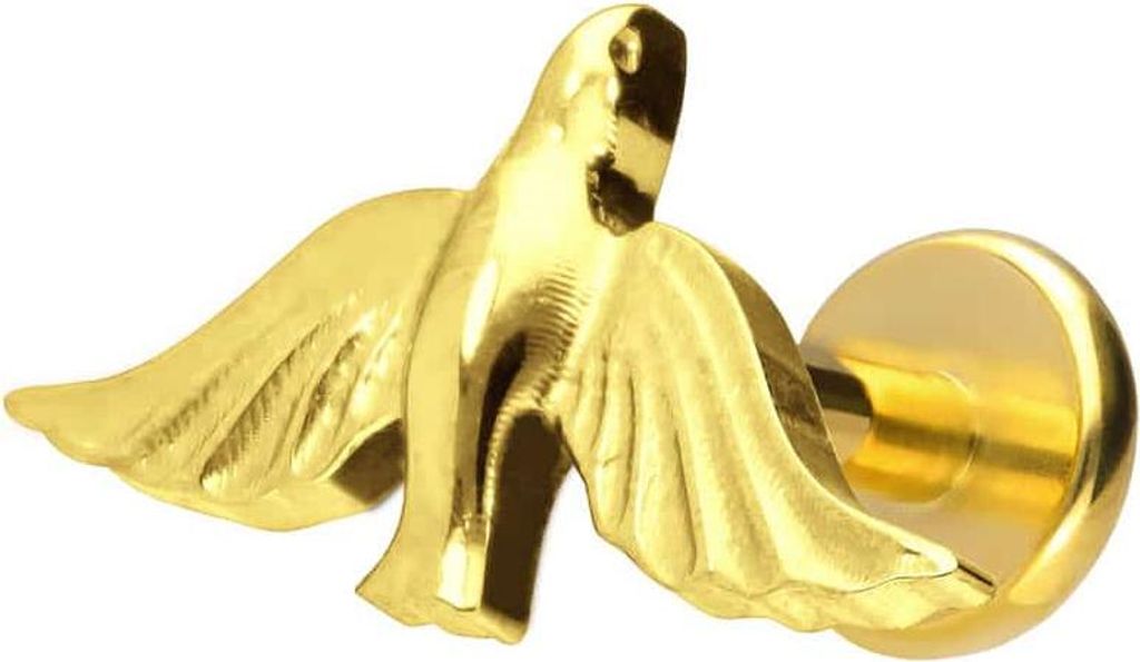 Ohrpiercing, Nasenpiercing Titan Labret mit Push Fit TAUBE Gold Stablänge: 5mm | Stabstärke: 1,2mm