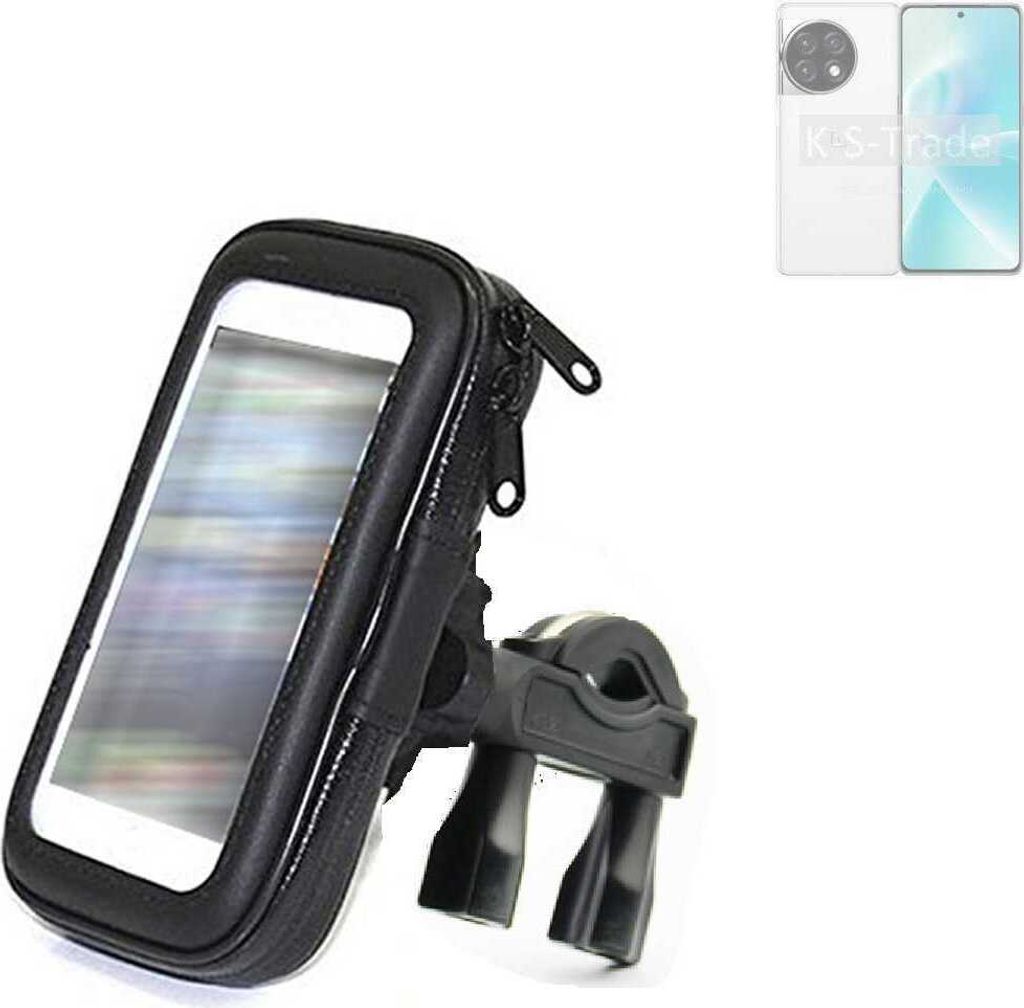 K-S-Trade Fahrrad-Halterung kompatibel mit OnePlus 12R Handy-Halterung Halter Lenkstange Fahrradhalterung Motorrad Bike Mount Wasserabweisend