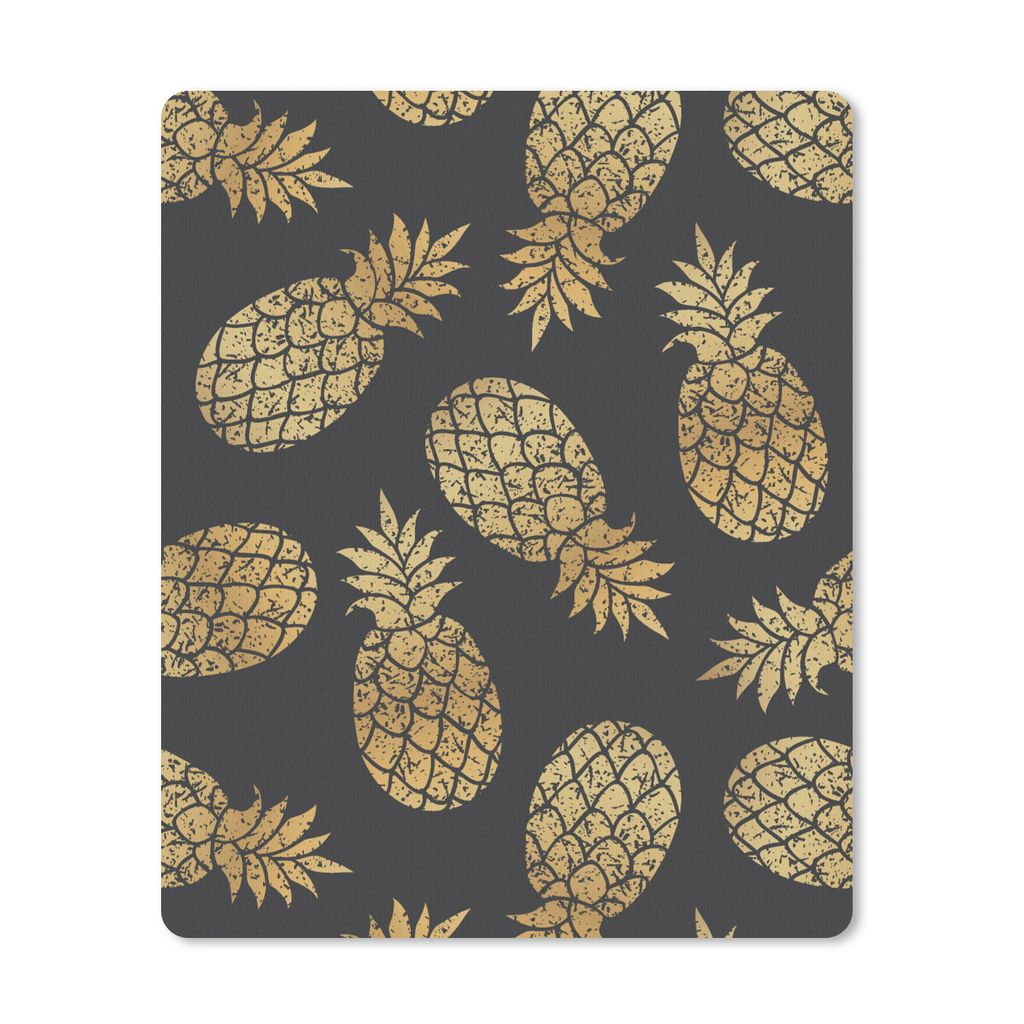 MuchoWow Mauspad Mousepad Ananas - Gold - Muster 19x23 cm - Mousepads - Maus Mat - Pad - Mausunterlage - Mauspads - Spielen