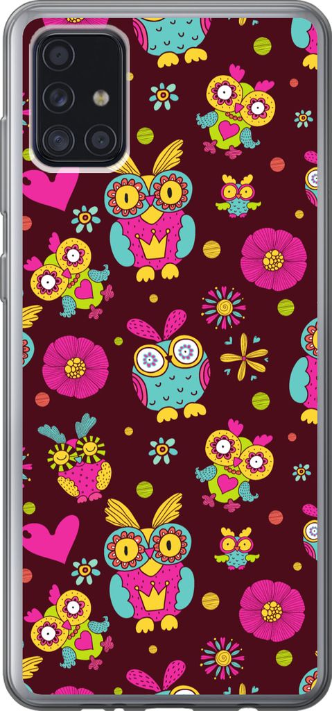MuchoWow Handyhülle Schutzhülle Hülle für Telefoonhoesje Samsung Galaxy A52 5G Mädchen - Eule - Schokolade - Muster - Mädchen - Kind - Kind...