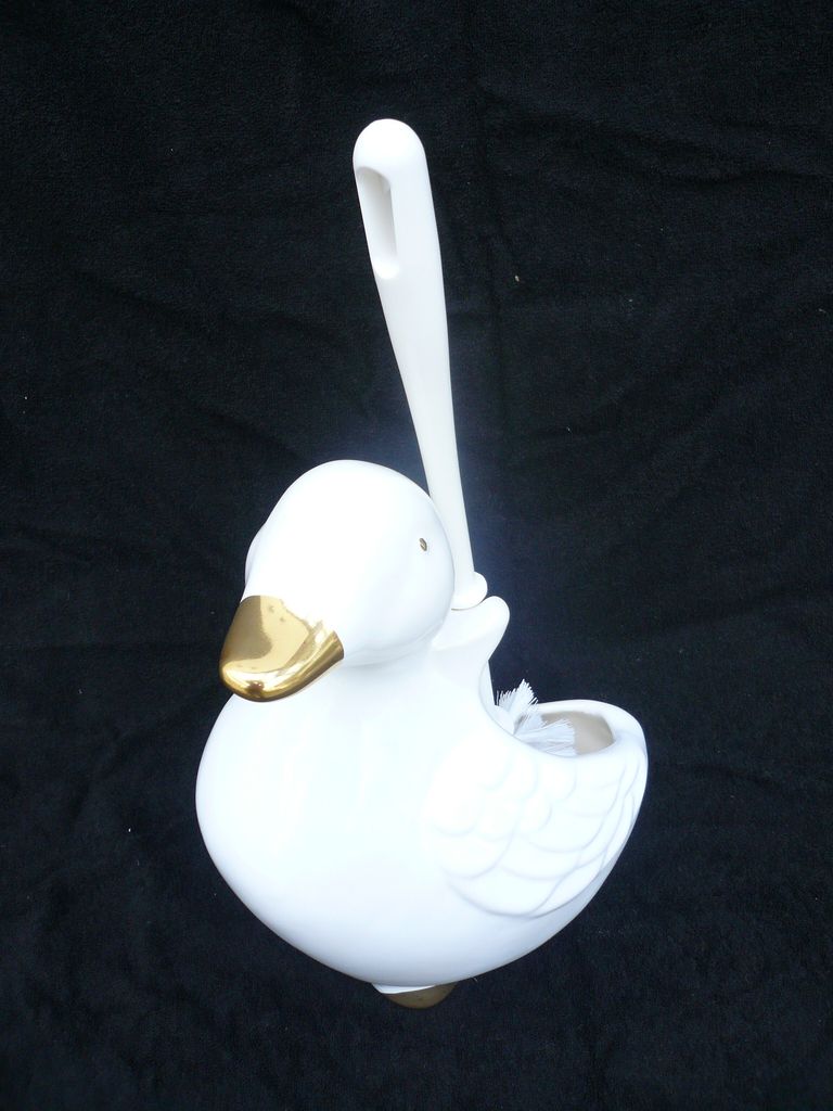 WC-Bürstengarnitur aus Keramik in Form einer Ente Dekor Produktbild 