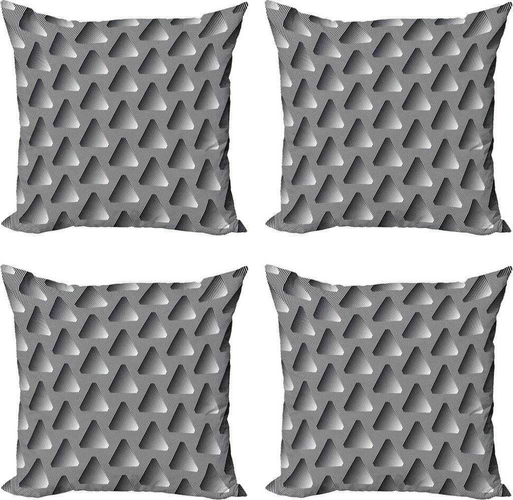 ABAKUHAUS Abstrakt Kissenbezug Set (4 Stück), geometrische Dimension, Moderner Doppelseitiger Digitaldruck, 40 cm x 40 cm, Schwarz-Weiss
