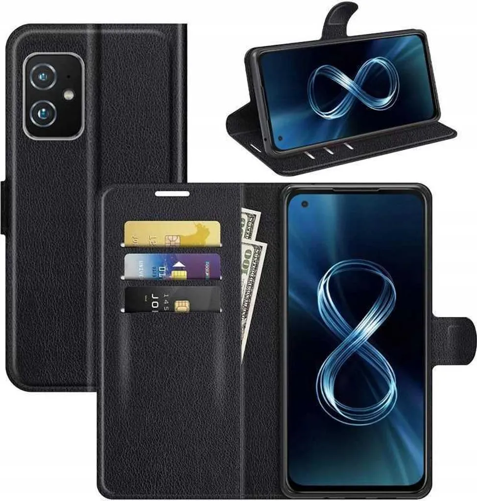 Custodia Zenfone 8 Nero Flip Cover | Portafoglio e Protezione