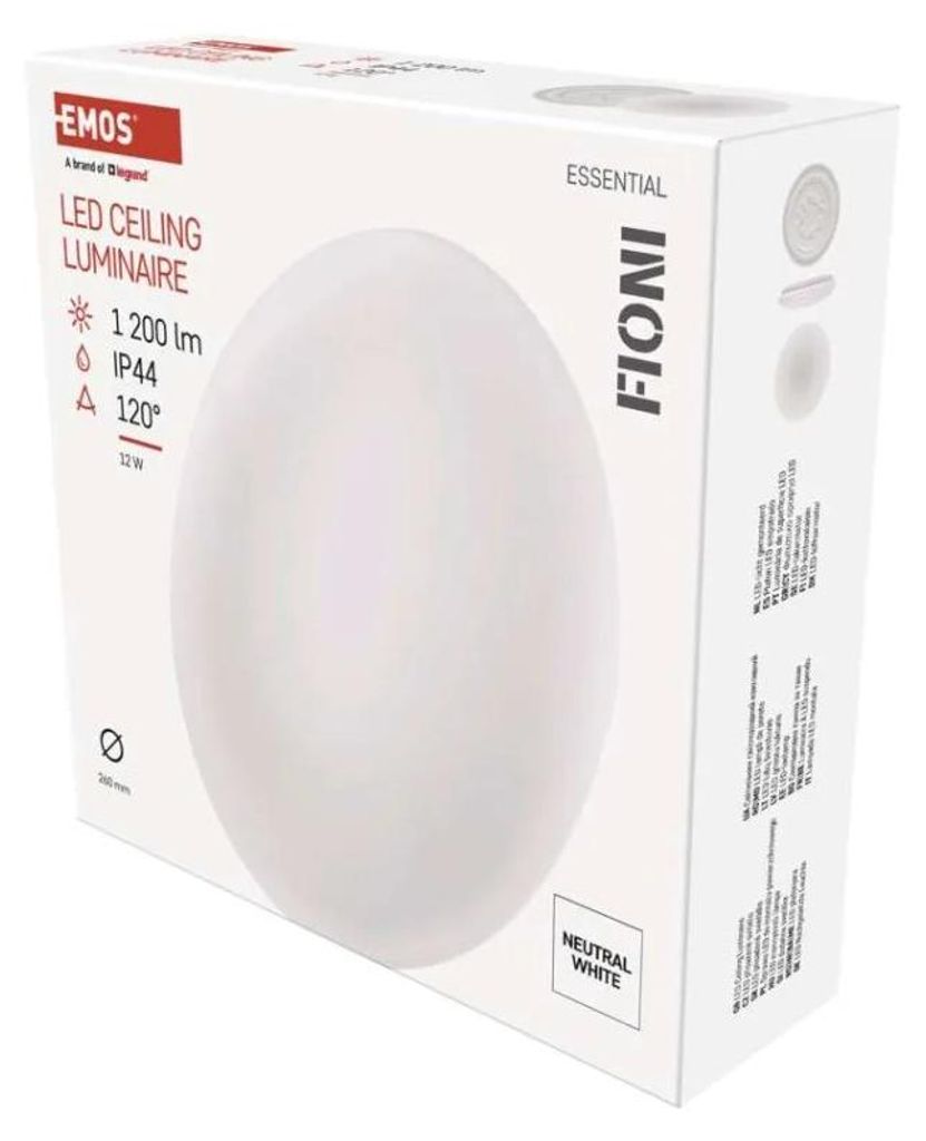 EMOS LED inbouwspot FIONI, rond, wit, 12W, trale wit, IP44, Productafbeelding 