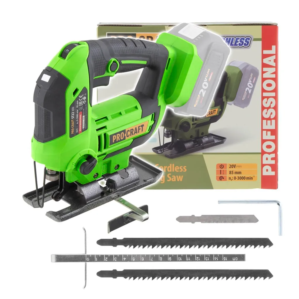 Procraft ST22 Scie sauteuse sans fil 20V 80mm Brushless Solo moteur pro