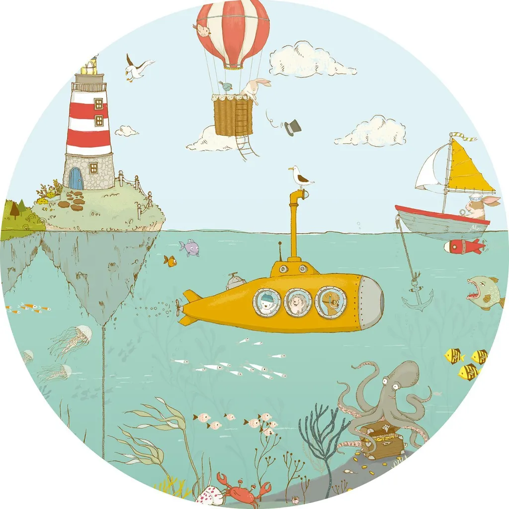Carta da Parati Tonda Bambini Sott'acqua Sanders & Sanders 125cm