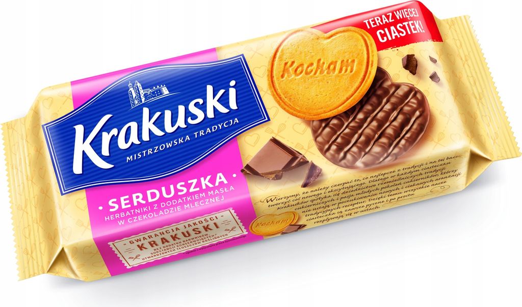 Krakuski ciastka Serduszka czekolada mleczna 171 g Zdjęcie produktu 