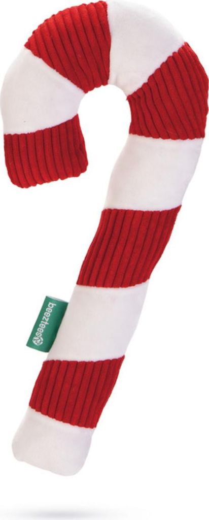 Beeztees Weihnachtsspielzeug für Hunde aus Plüsch Zuckerstange weiß-rot