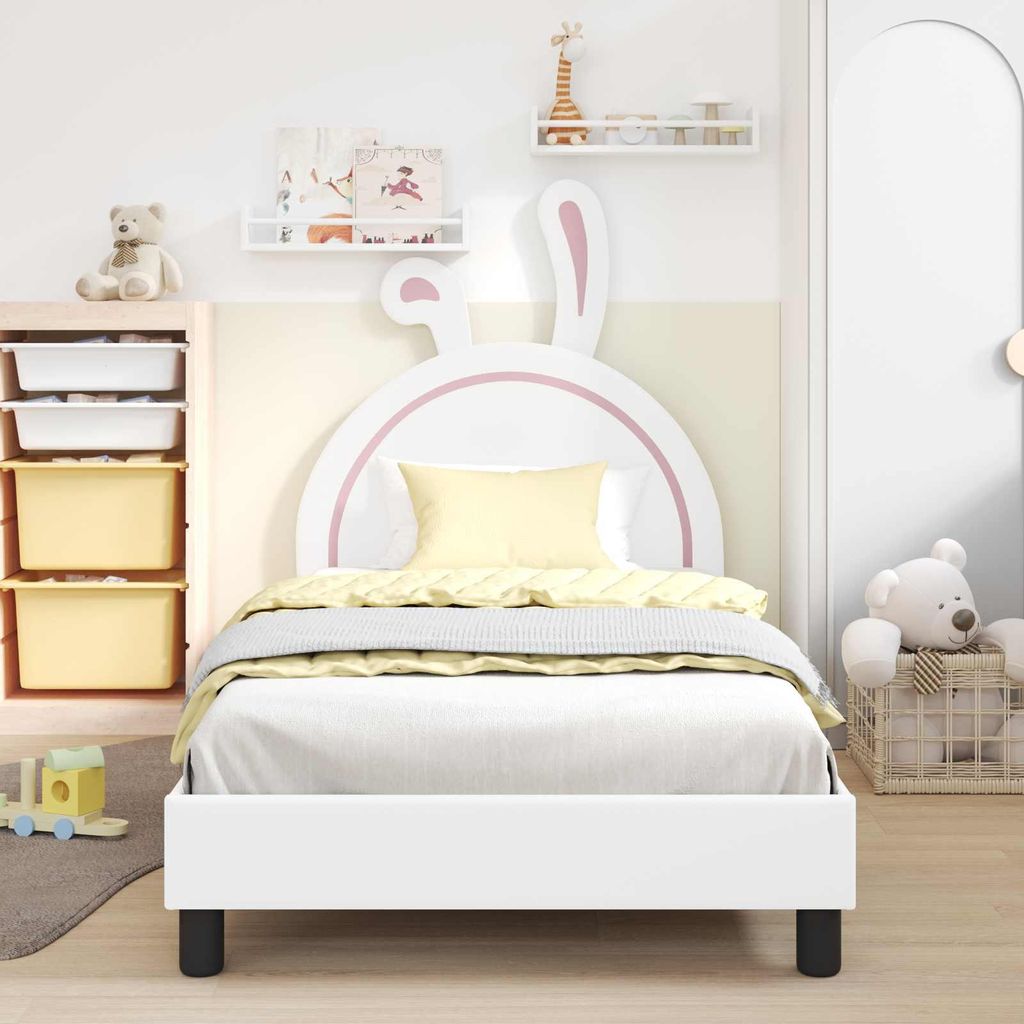 Cloris Designermöbel Kinderbettgestell mit Kopfteil mit Kopfteil Weiß 80 x 200cm Polyurethan- 2026Neu922394 - Klassische BettenJugendbett Tagesbett