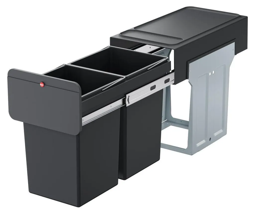Double Poubelle Encastrable Noire Hailo EcoLine 28L Design Compact