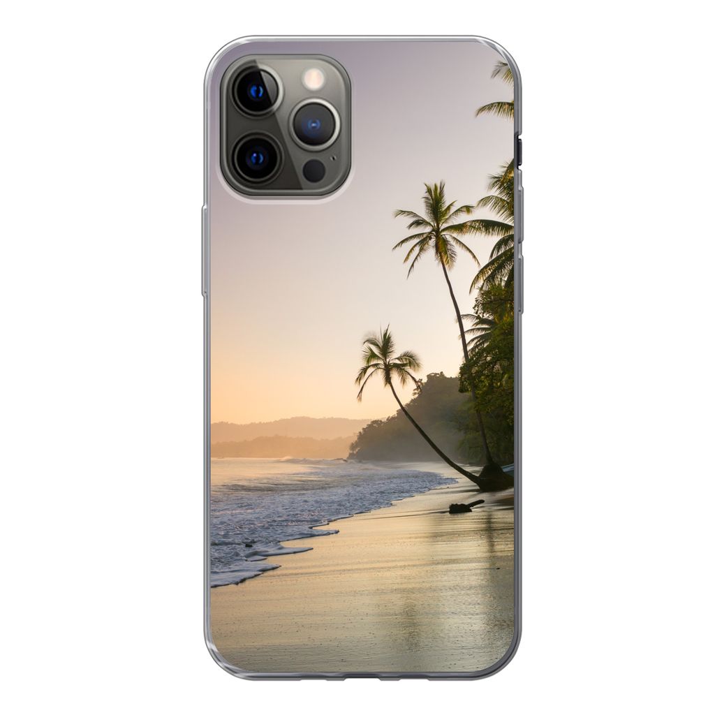 MuchoWow Handyhülle Schutzhülle Hülle für iPhone 13 Pro Strand - Sonnenuntergang - Tropisch Silikon Softcase Handy Hülle - Handy-Tasche