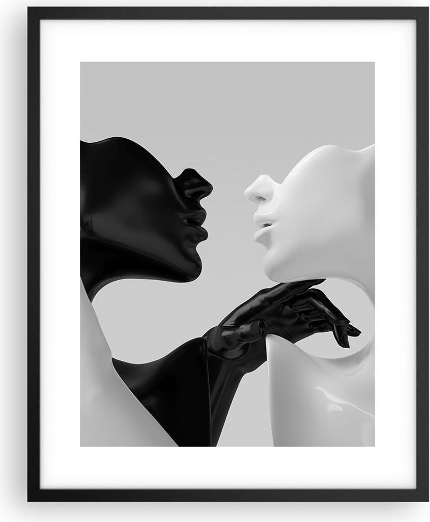 Gerahmtes Poster - Schwarzer Rahmen - Schwarz Weiß Statue - Produktbild 