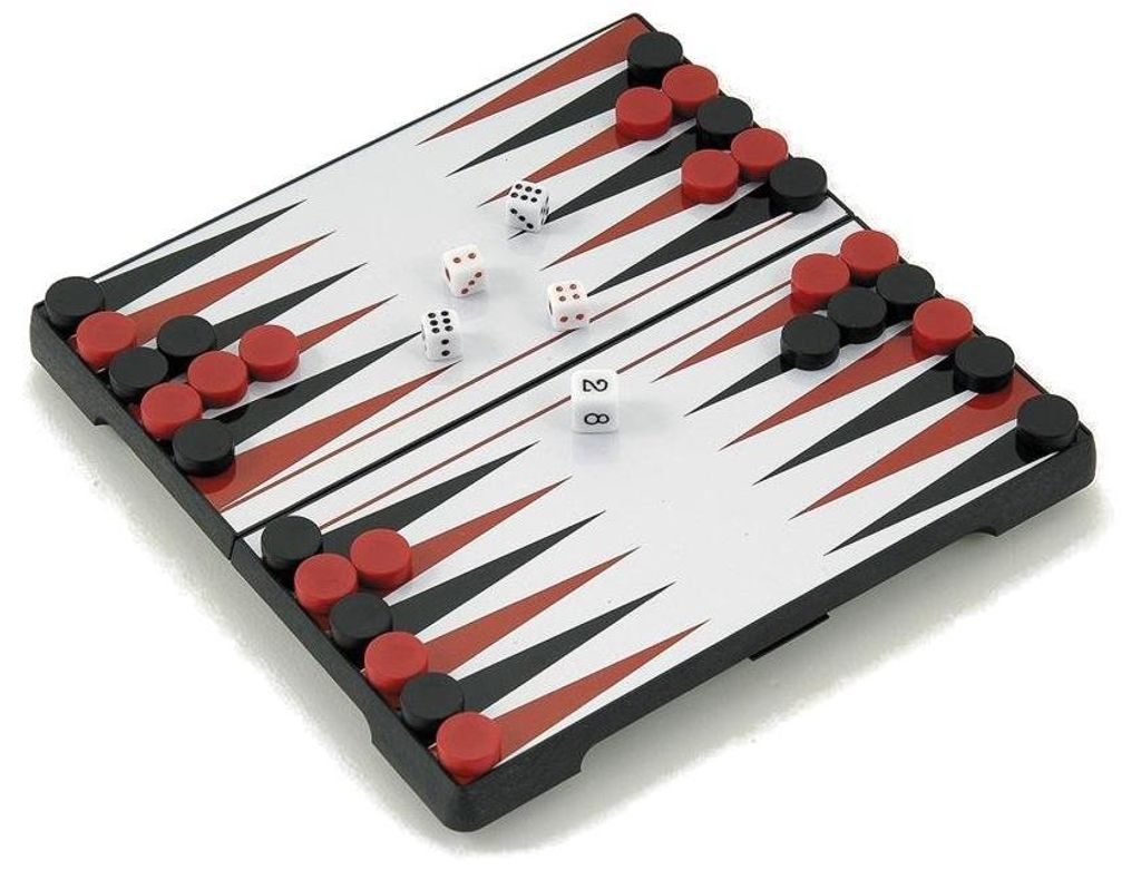 HOT Games Backgammon magnetisch schwarz Kunststoff Reisespiel 24x12x4cm