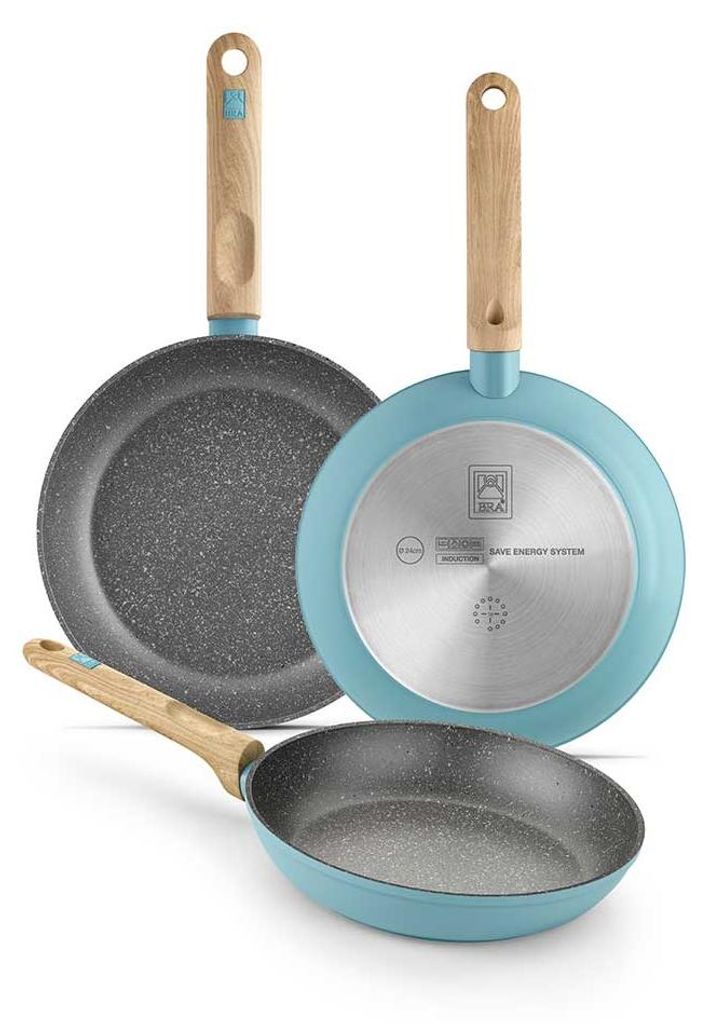 BRA Nordik | Set mit 18–22–26 cm großen antihaftbeschichteten Bratpfannen aus geschmiedetem Aluminium im nordischen Design, geeignet für alle...