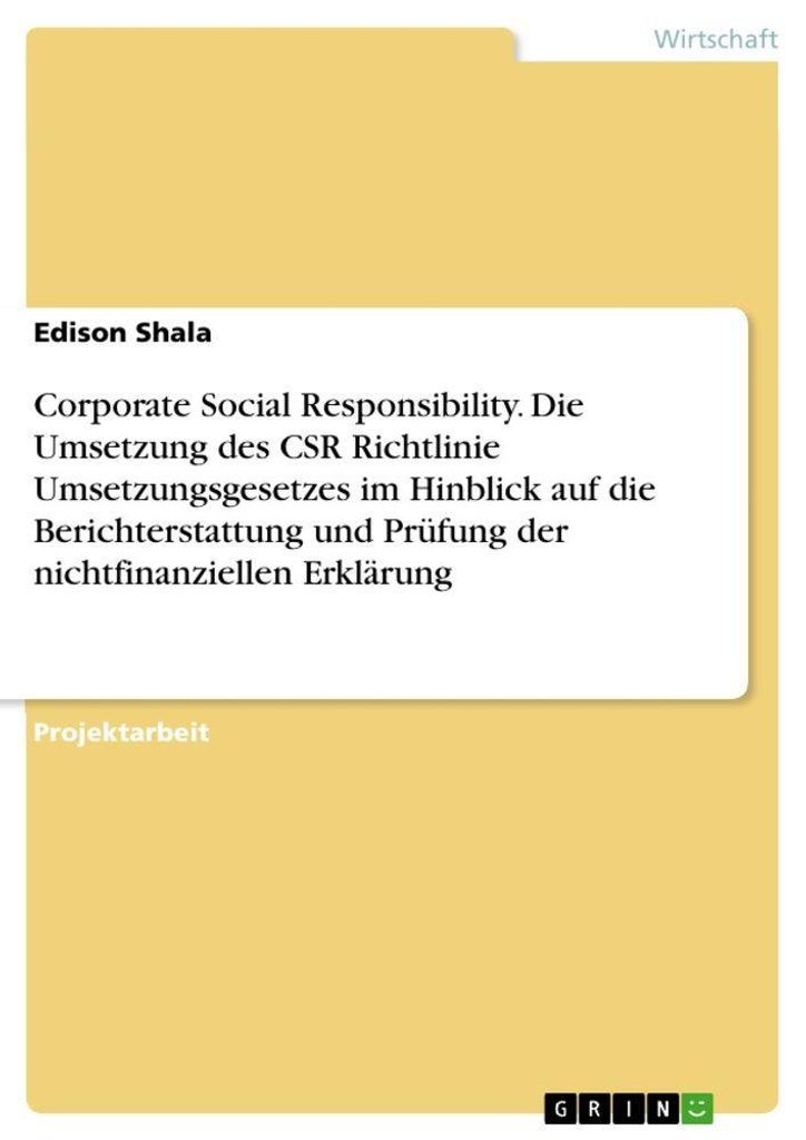 Corporate Social Responsibility. Die Umsetzung des CSR Richtlinie Umsetzungsgesetzes im Hinblick auf die Berichterstattung und Prüfung der nichtfi...