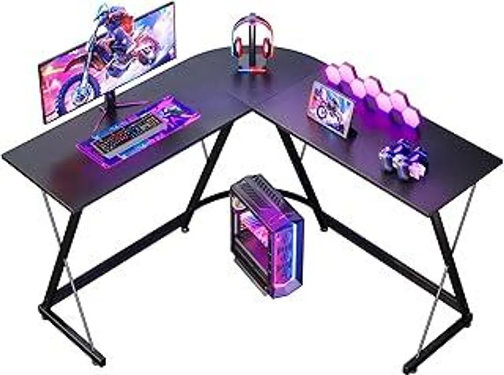 Scrivania Gaming L ODK 120x120 - Tavolo Angolare Salvaspazio Nero PC