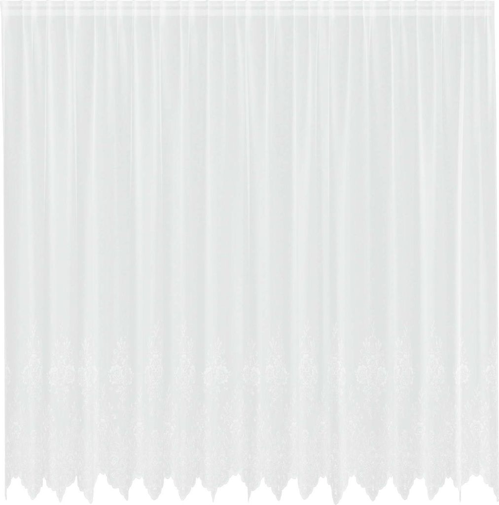 vidaXL Spitzenvorhang mit Vorhängen Floral Weiß 200 x 400 cm Polyester