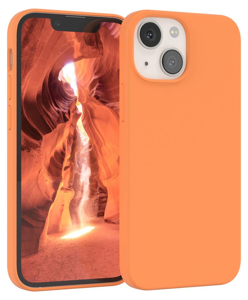EAZY CASE Silikonhülle für Apple iPhone 13 Mini Silikon Backcover Schutz in Orange