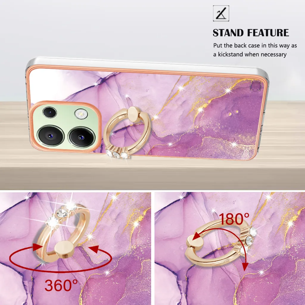 Custodia Luxury Marmo Viola Xiaomi Redmi Note 13 4G con Ring Stand - 4