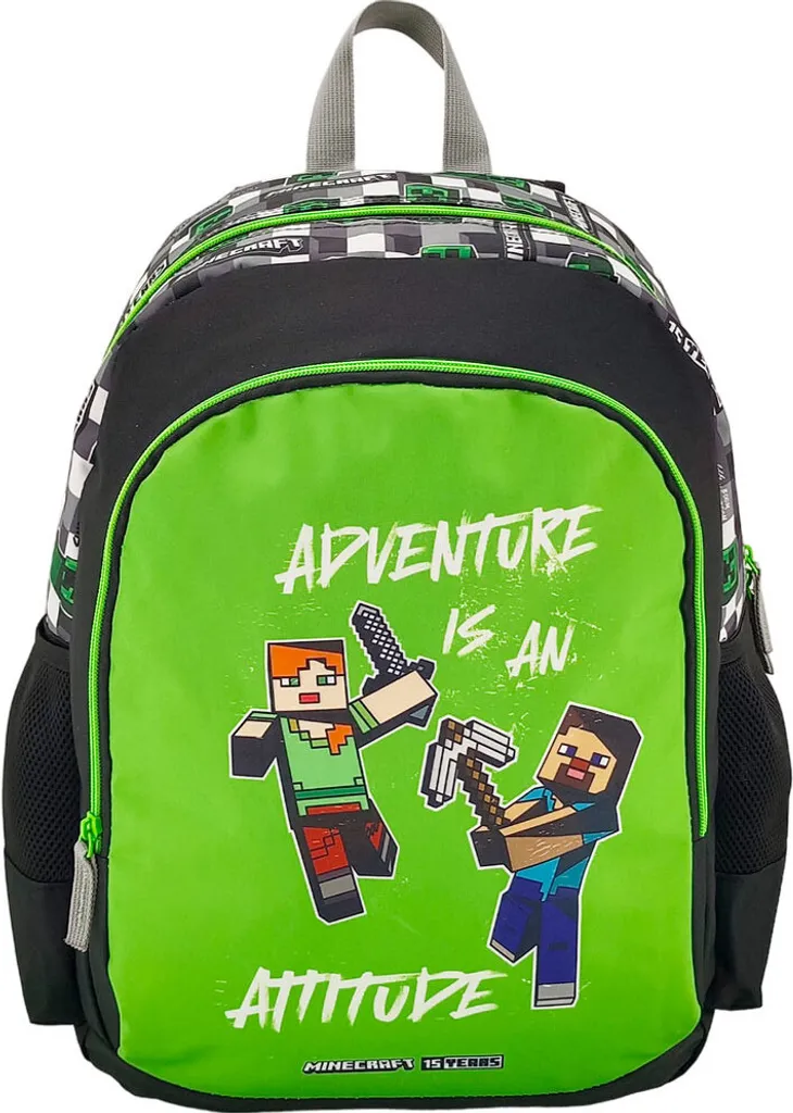 Zaino Minecraft Attitude Originale | Doppia Cerniera e Spallacci Imbottiti