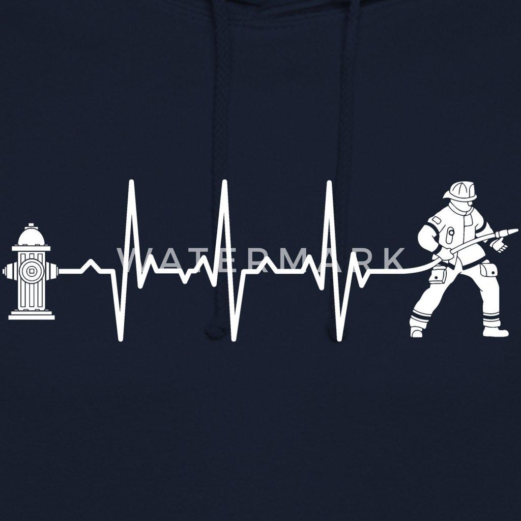 Spreadshirt Feuerwehrmann Feuerwehr Geschenk Herzschlag EKG Hydrant Uni Hoodie, XL, Navy