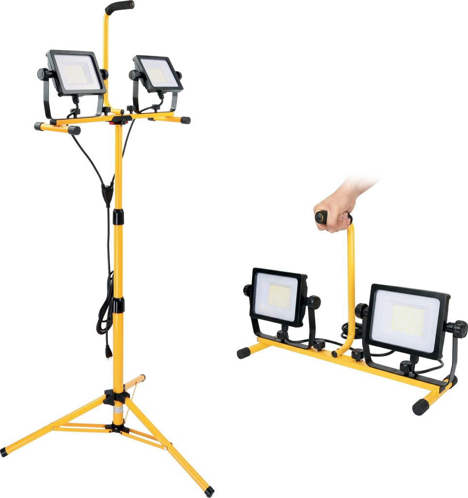 Grafner Baustrahler LED mit Stativ, 100 Watt (2x 50 Watt) Produktbild 