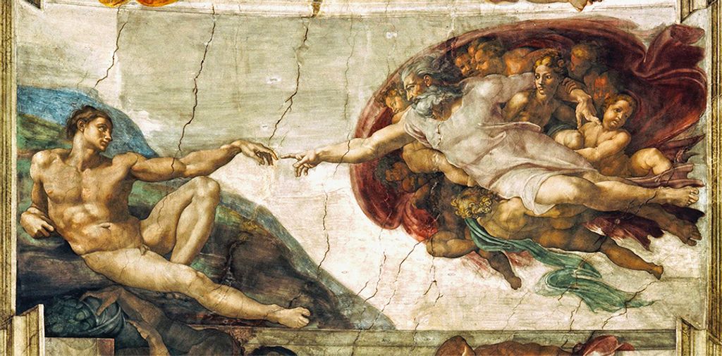 Legendarte - Kunstdruck auf Leinwand - Die Erschaffung Adams Michelangelo Buonarroti - Wanddeko, Canvas cm. 50x100