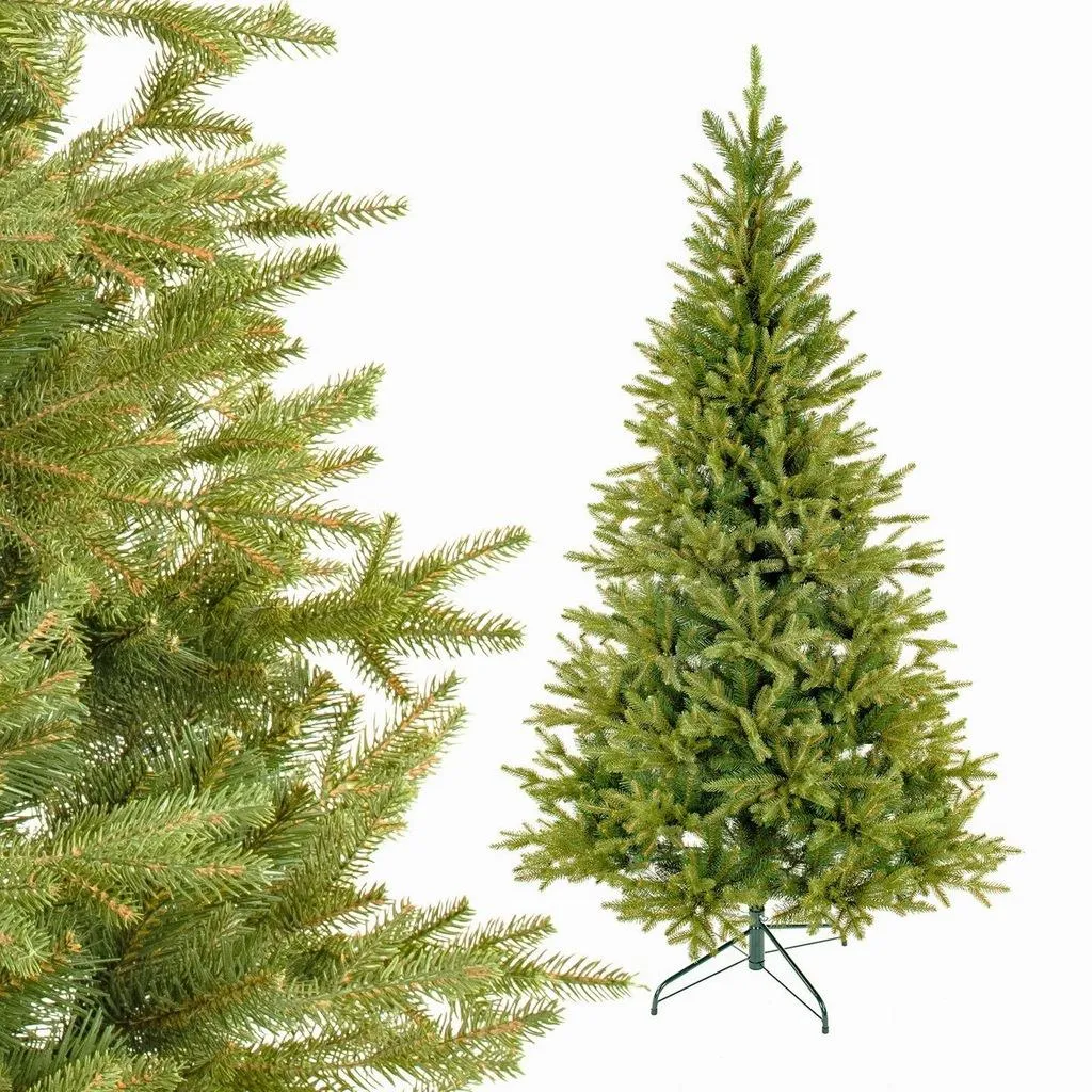 Sapin de Noël 220 cm Aspect Naturel avec Branches Flexibles et Pied