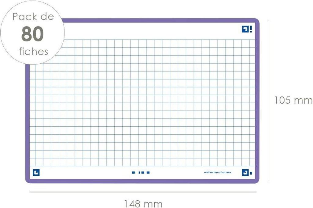 Oxford Karteikarten "Flash 2.0" 105 x 148 mm violett kariert 80 Stück