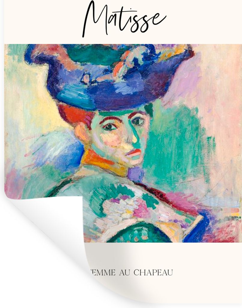 MuchoWow Wandtattoo Wandsticker Wandaufkleber Matisse - Kunst - Die Frau mit dem Hut 60x80 cm Selbstklebend und Repositionierbar - Repositionierb...