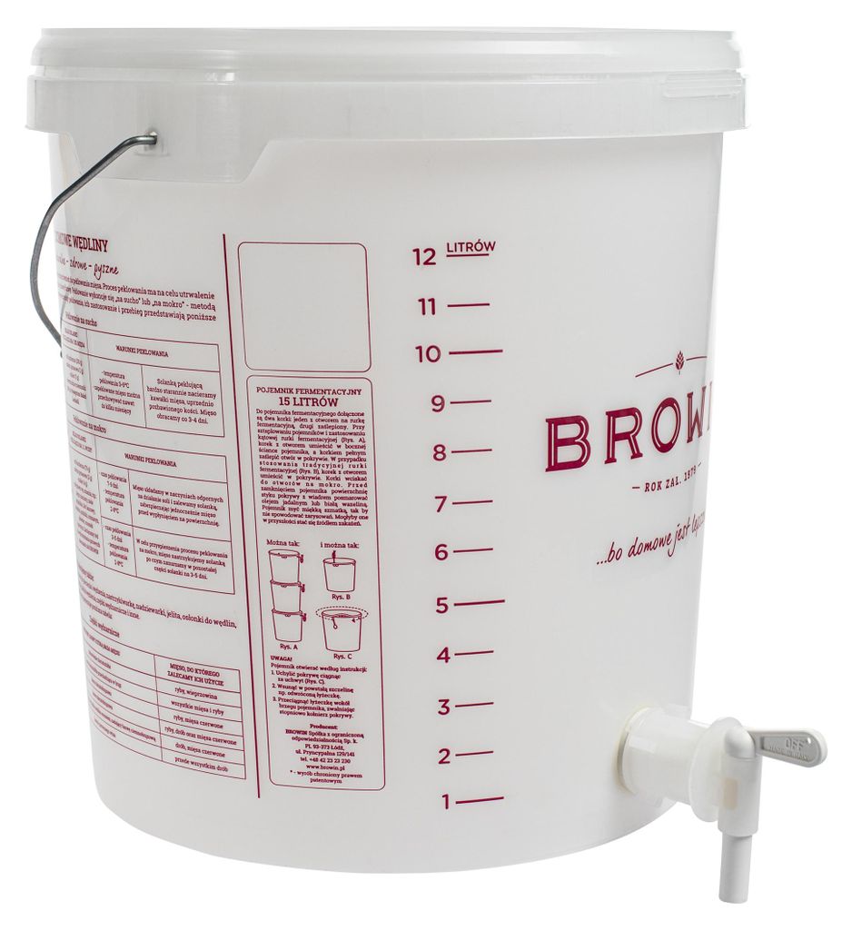 Browin Gärbehälter Mit Aufdruck Und Deckel, 15 L Produktbild 