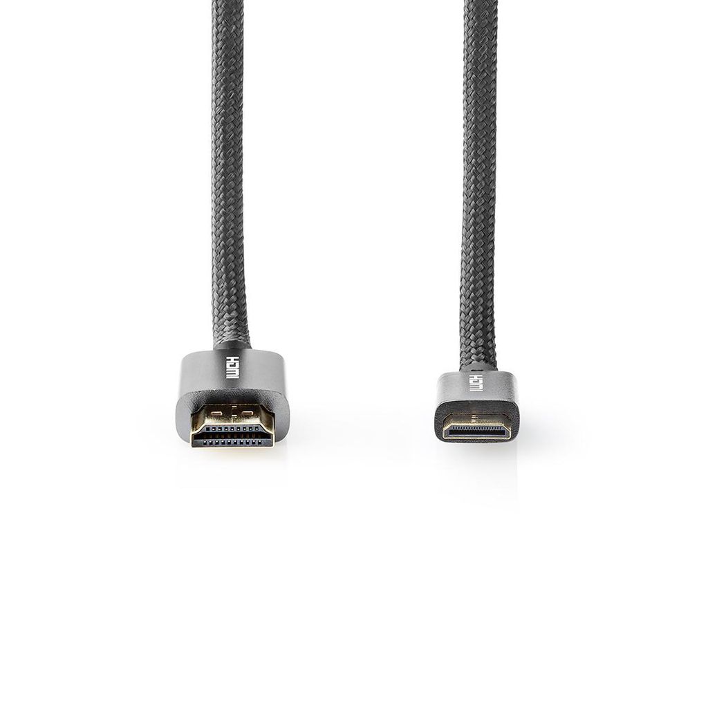 Nedis High Speed HDMI Kabel mit Ethernet - HDMI Stecker - HDMI Mini Stecker - 4K@60Hz - 18 Gbps - 2.00 m - Rund - Baumwolle - Anthrazit / Gu...