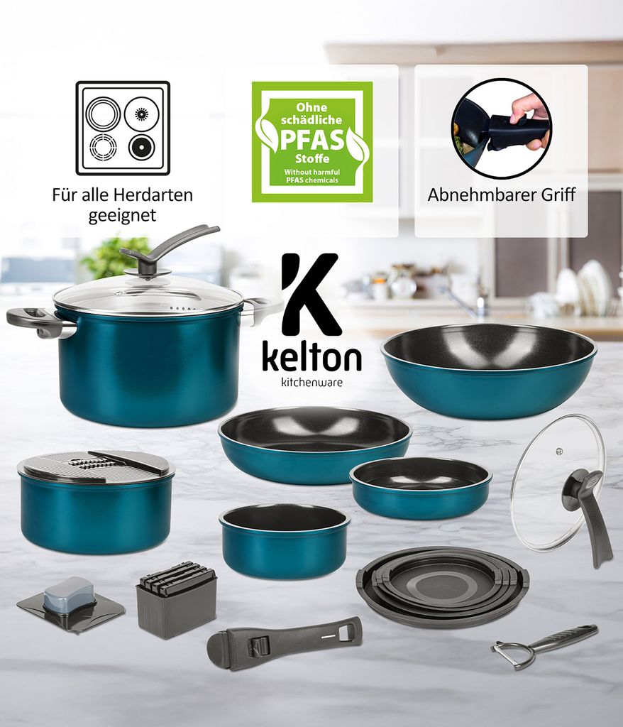 Kelton Pfannenset Töpfe Set 3 in 1 mit Deckel und Produktbild 2