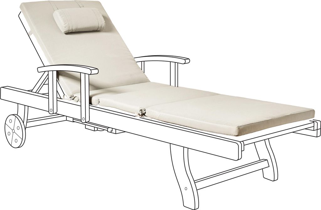 BELIANI Auflage für Gartenliege Taupe Stoff 189x58x5 cm UV-Beständig Modernes Design Liegenauflage mit Kissen und Befestigungsbändern