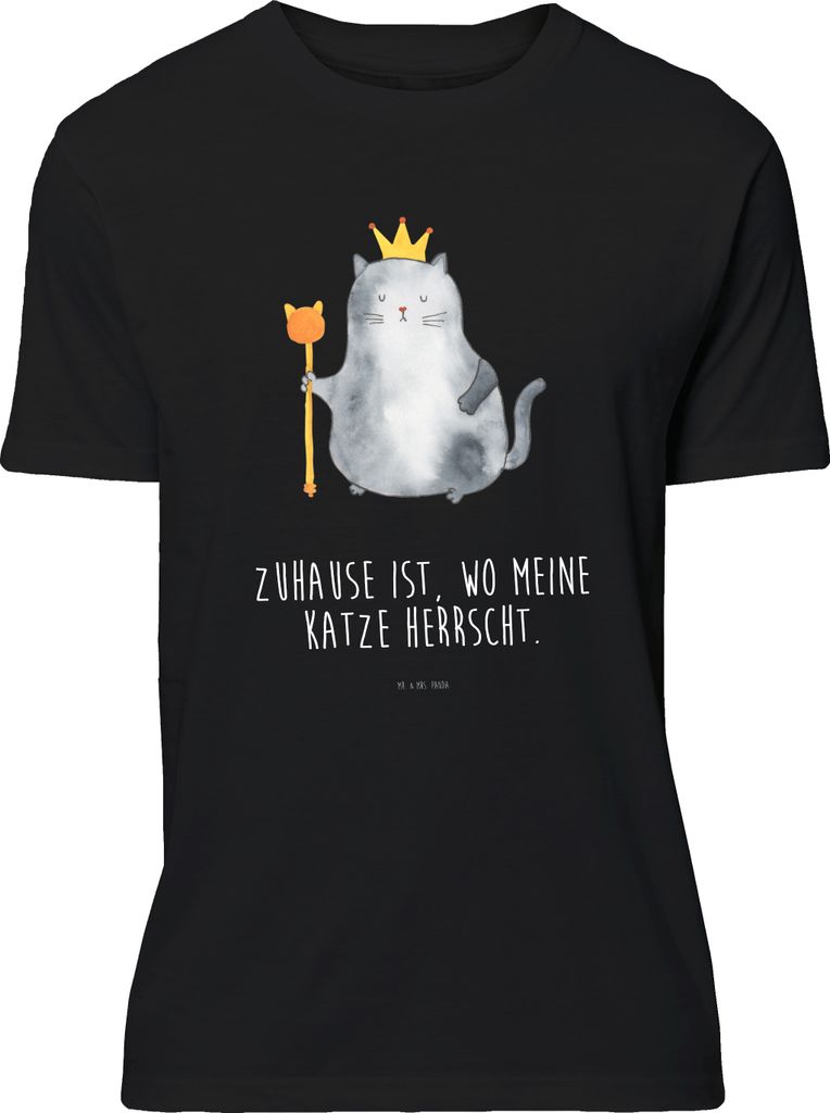 Mr. & Mrs. Panda Tshirt Katze König - Schwarz - Geschenk, Spruch-Shirt, Haha, Krone, Shirt, Katzen, Baumwoll T-Shirt, S, Familie, Queen