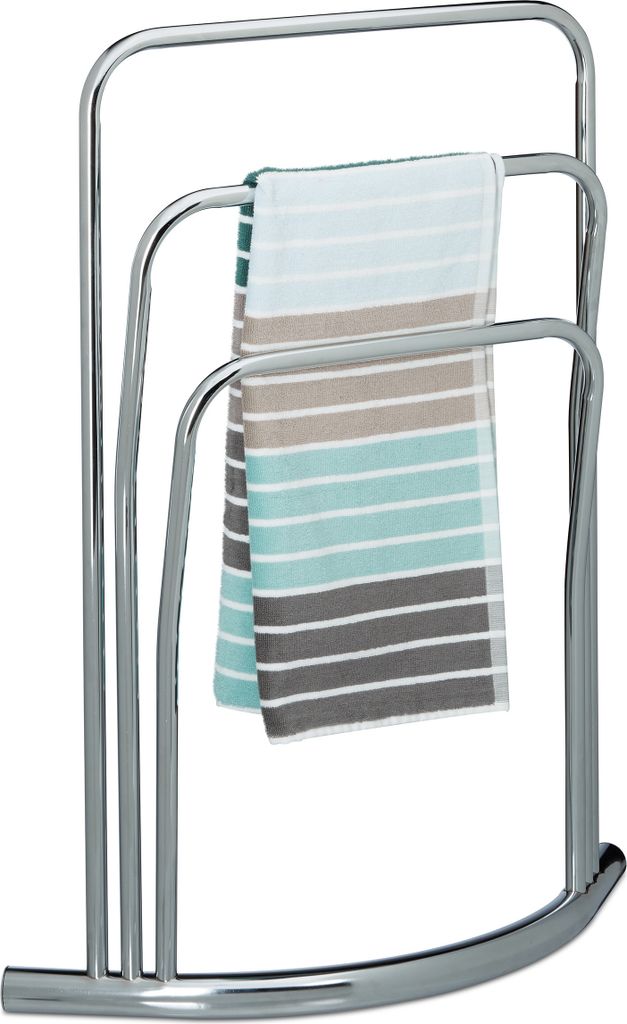 relaxdays 10020462_0 relaxdays Handtuchständer CURVY silber Immagine del prodotto 