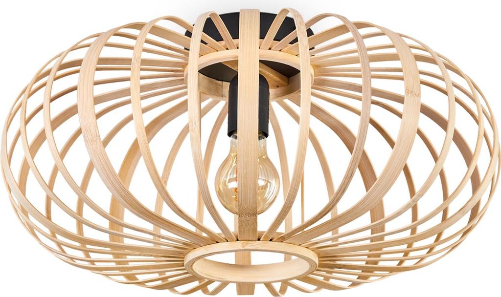 Aidone »Aidone« runde Deckenlampe aus Bambus/Holz/Metall in Natur/Schwarz