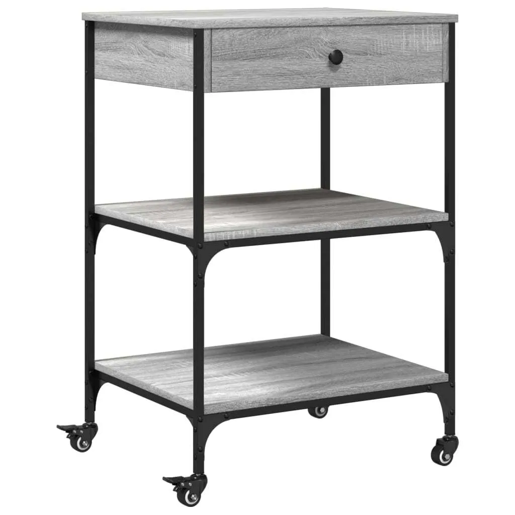Isola Cucina Mobile Grigio Sonoma 60x48 cm | Carrello Multiuso Legno