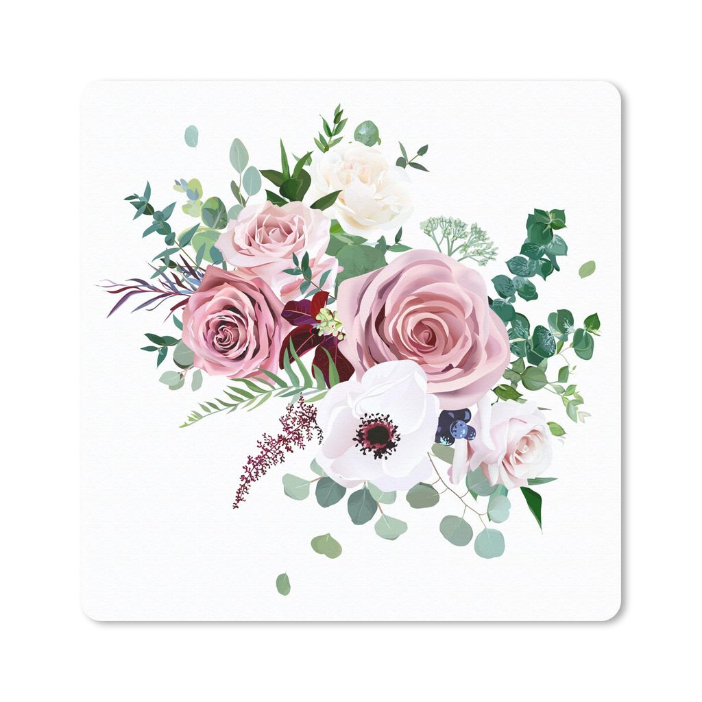 MuchoWow Mauspad Mousepad Blumen - Rosen - Anemone 30x30 cm - Mousepads - Maus Mat - Pad - Mausunterlage - Gaming