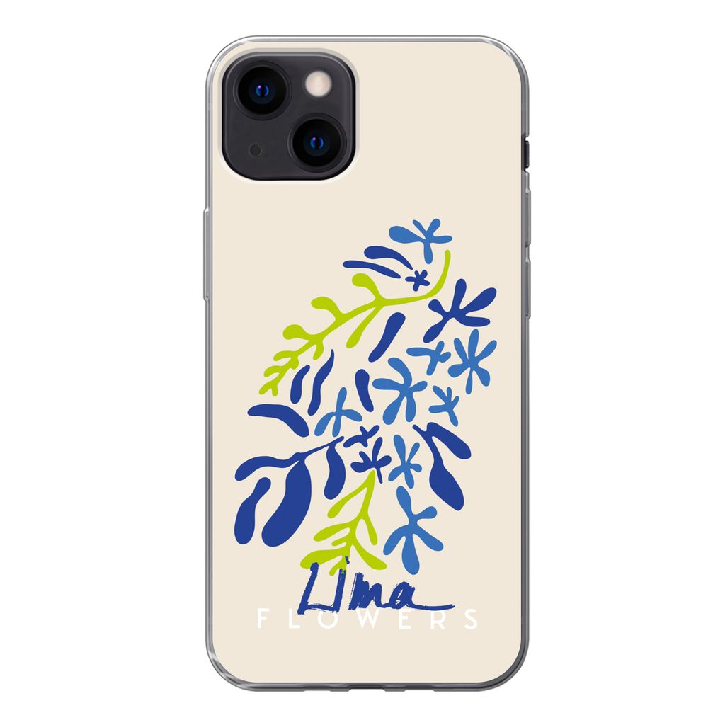 MuchoWow Handyhülle Schutzhülle Hülle für iPhone 13 Blume - Blätter - Lima Silikon Softcase Handy Hülle - Karteninhaber