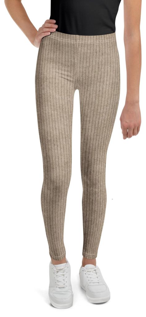 DECALVIBES Mädchen Leggings für Kinder & Jugendliche Cord Stripes Brown - 164